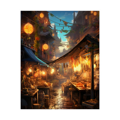 Magical Street Food Market: Vibrant Colors - Poster
