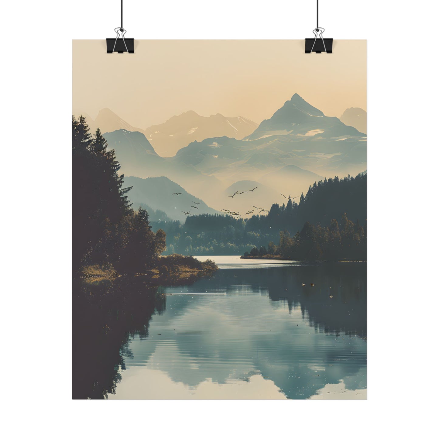Serene Mountain Lake Aerial: Birds Eye View Artwork - Poster