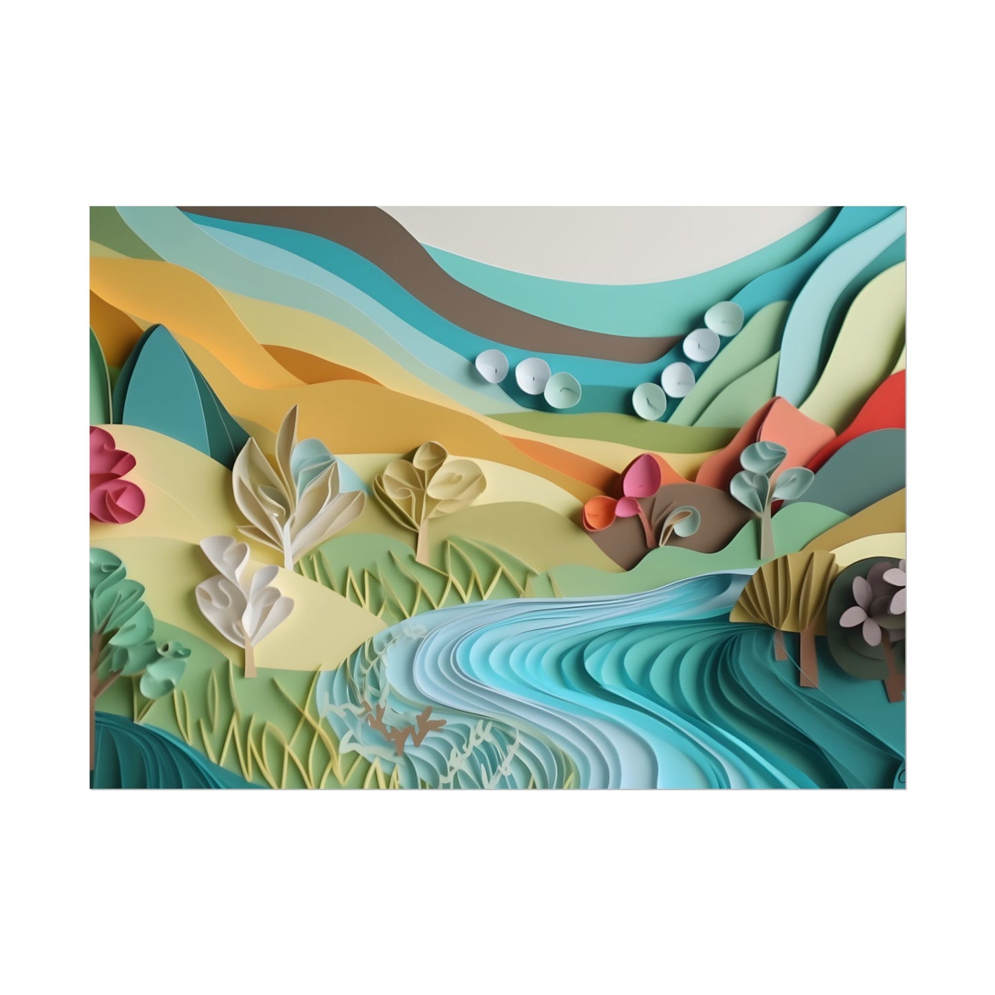 Magical Peaceful Beach: Realistic Paper Quilling Art - Poster