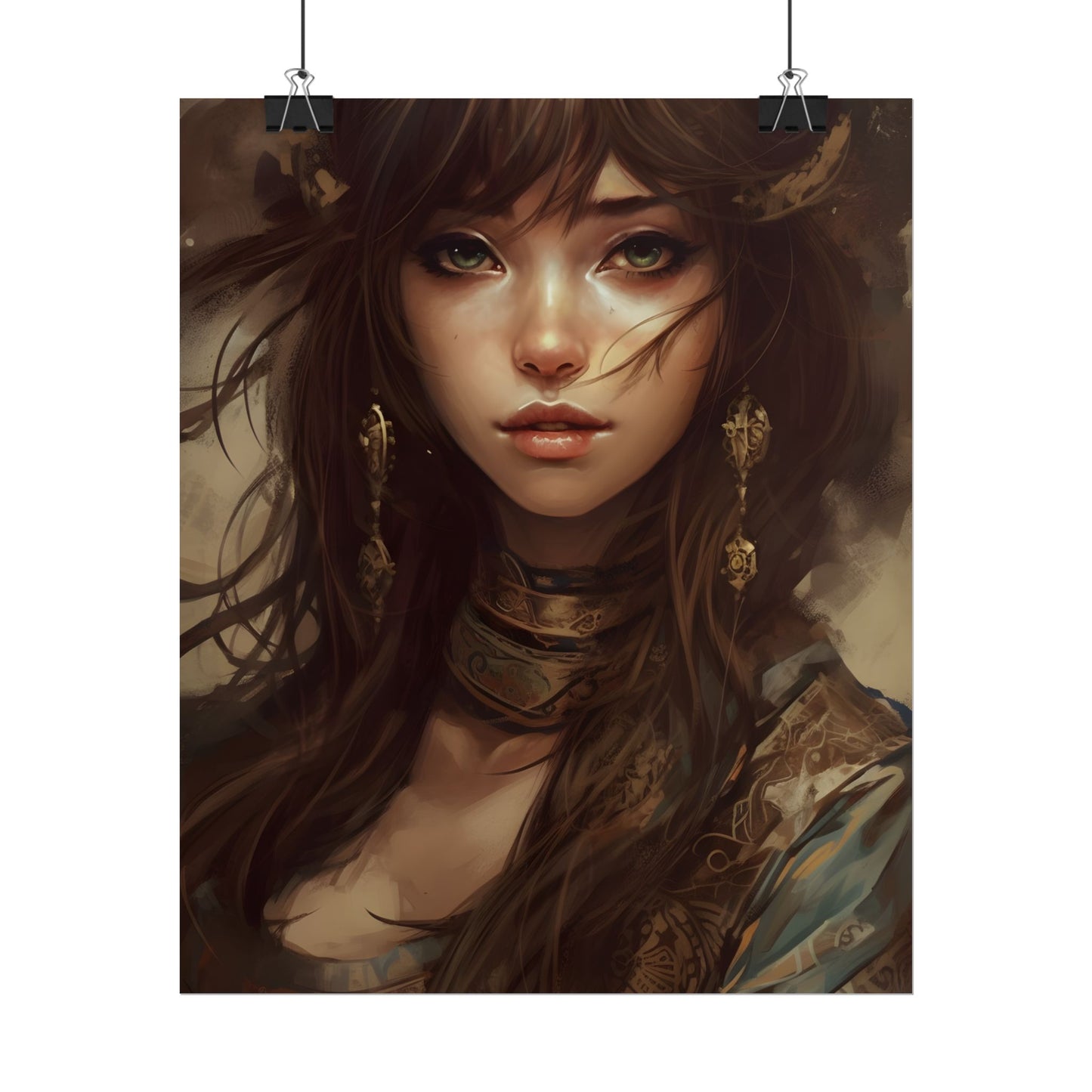Enchanting Brunette Portrait: Gentle Beauty - Poster