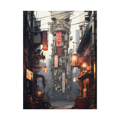 Steampunk Post-Apocalypse: Detailed Cityscape Digital Art - Poster