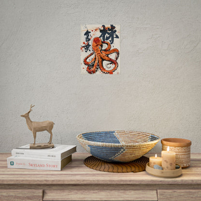 Traditional Japanese Octopus Art: Ukiyo-e Style Mural - Poster
