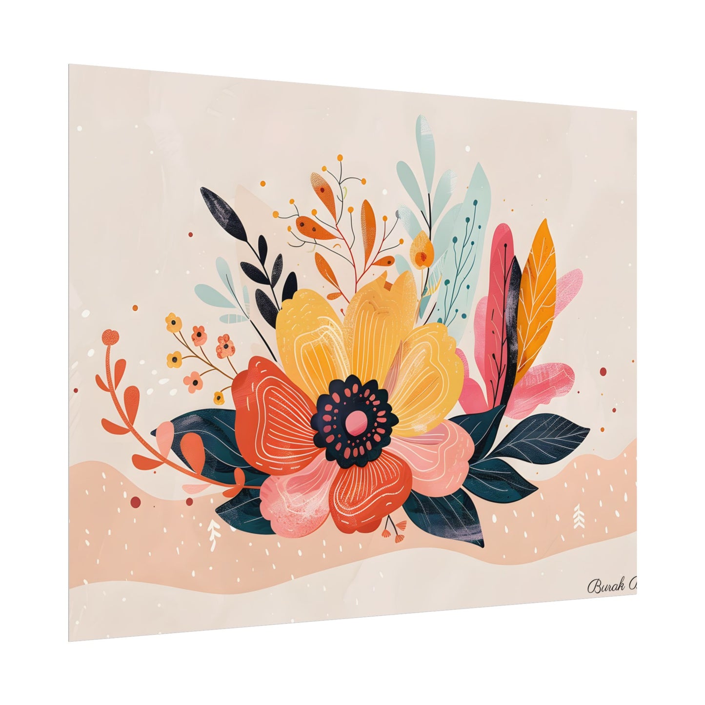 Blooming Growth: Vibrant Flower Artwork - Poster