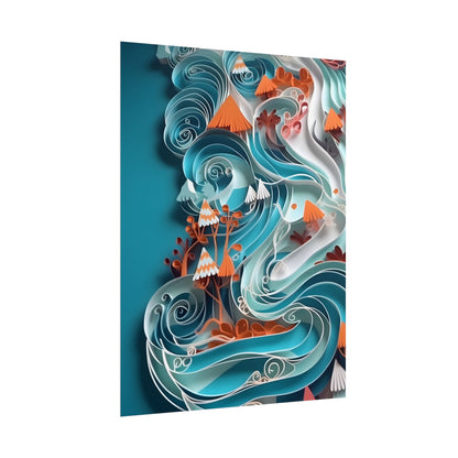 Paper Quilled Canyon Landscape: Natural Desert Artwork - Poster