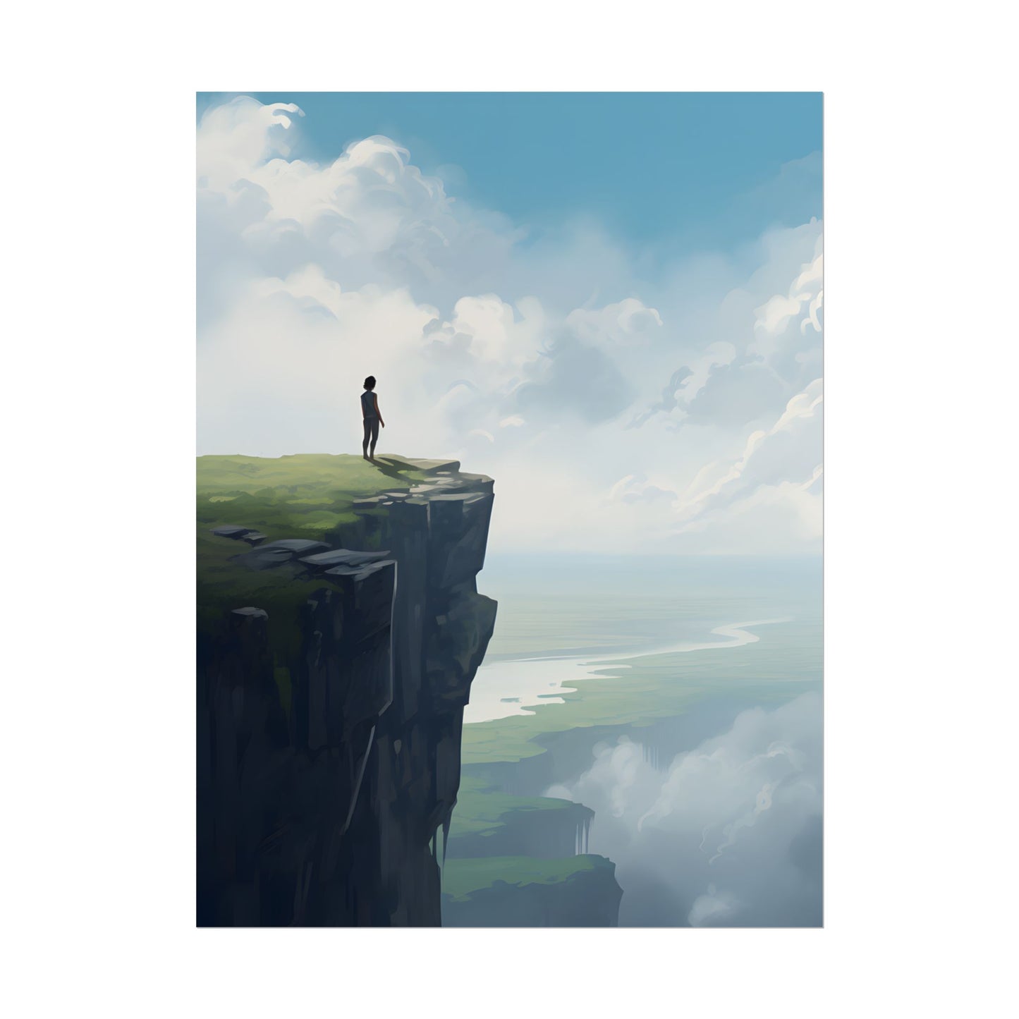 Spring Afternoon Outdoor Scene: Person Walking on Sidewalk - Poster