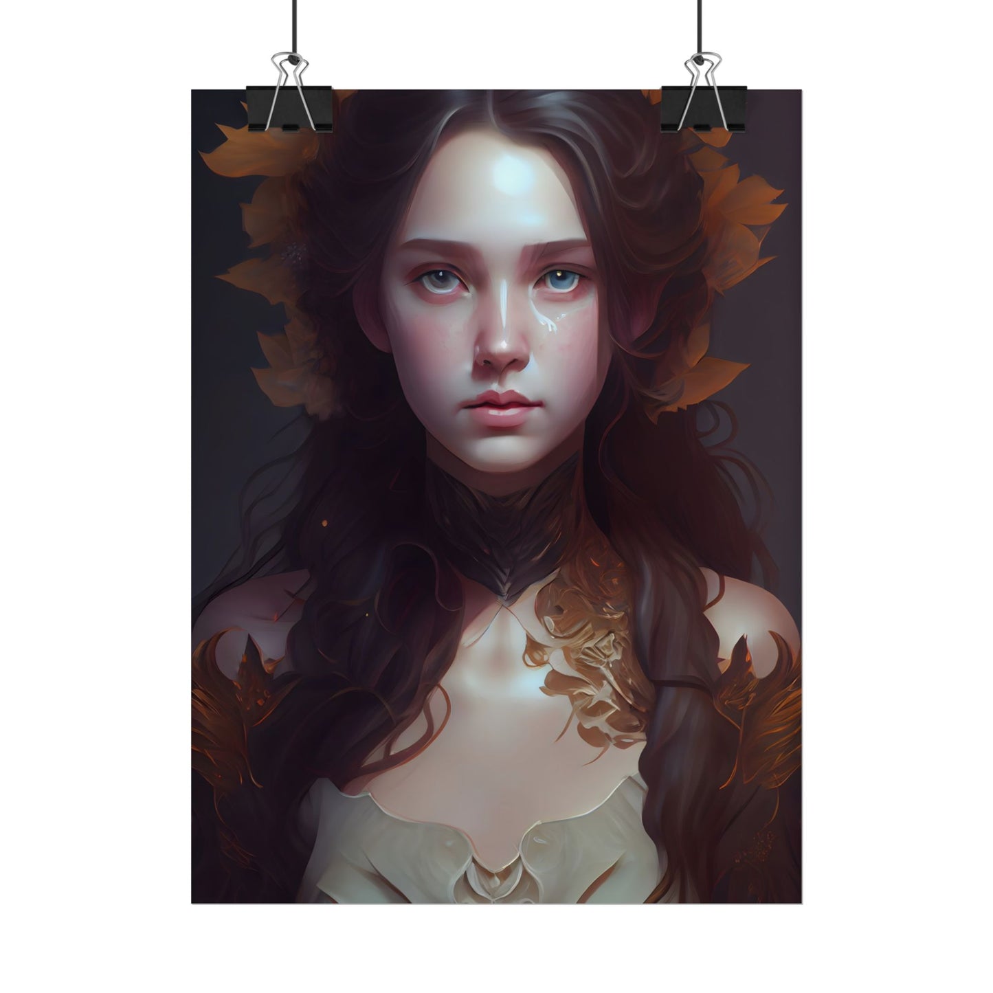 Brown Hair Female Portrait: Artistic Style Digital Art - Poster