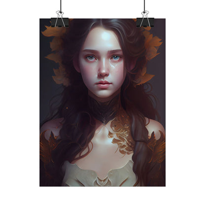 Brown Hair Female Portrait: Artistic Style Digital Art - Poster