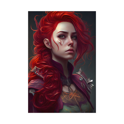 Realistic Red Hair Portrait: Soft Light Artwork - Poster