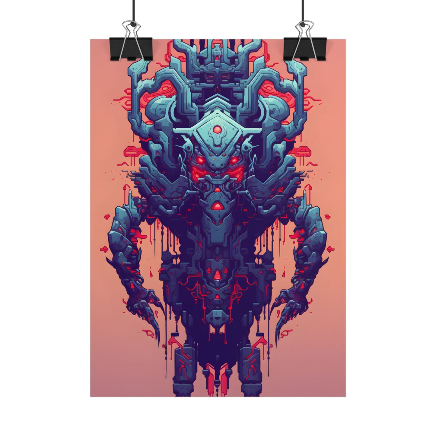 Neon Pixel Pets: Cyberpunk Synthwave Digital Art - Poster