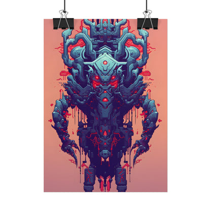 Neon Pixel Pets: Cyberpunk Synthwave Digital Art - Poster