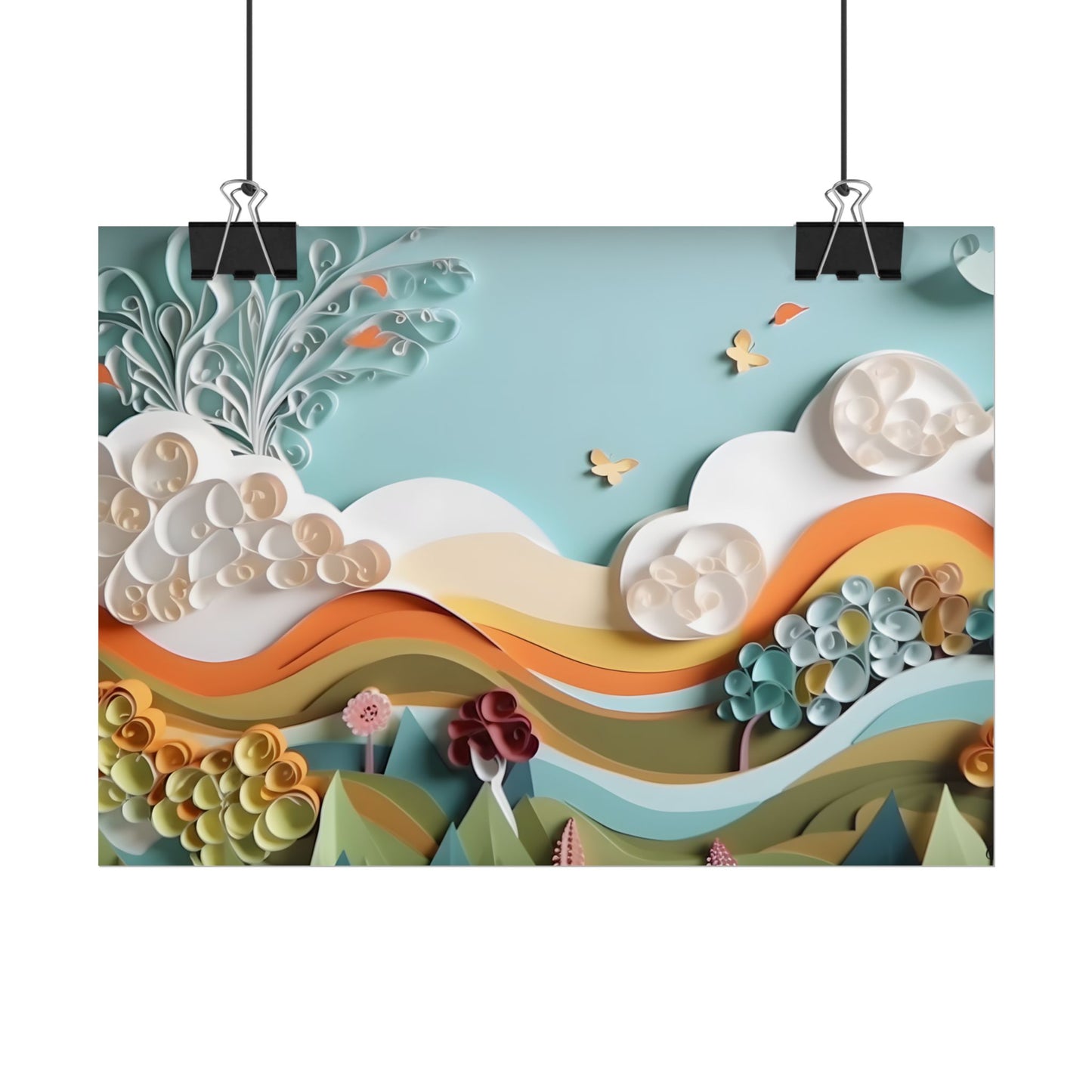 Peaceful Beach Serenade: Paper Quilling Art - Poster