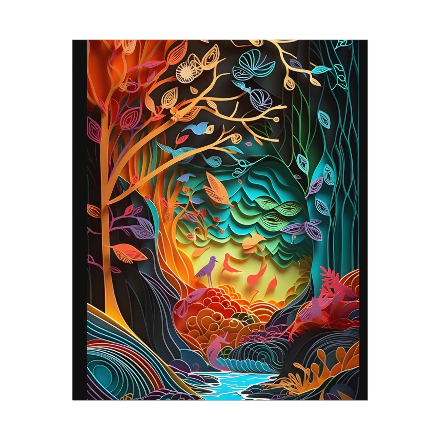 Peaceful Island Oasis: Paper Quilling Landscape Art - Poster