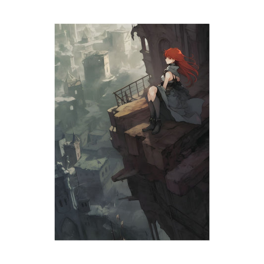 Red-Haired Female: Dramatic Bird's Eye View Artwork - Poster