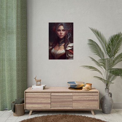 Glamorous Mid-20s Female Portrait: Black Hair Artwork - Poster
