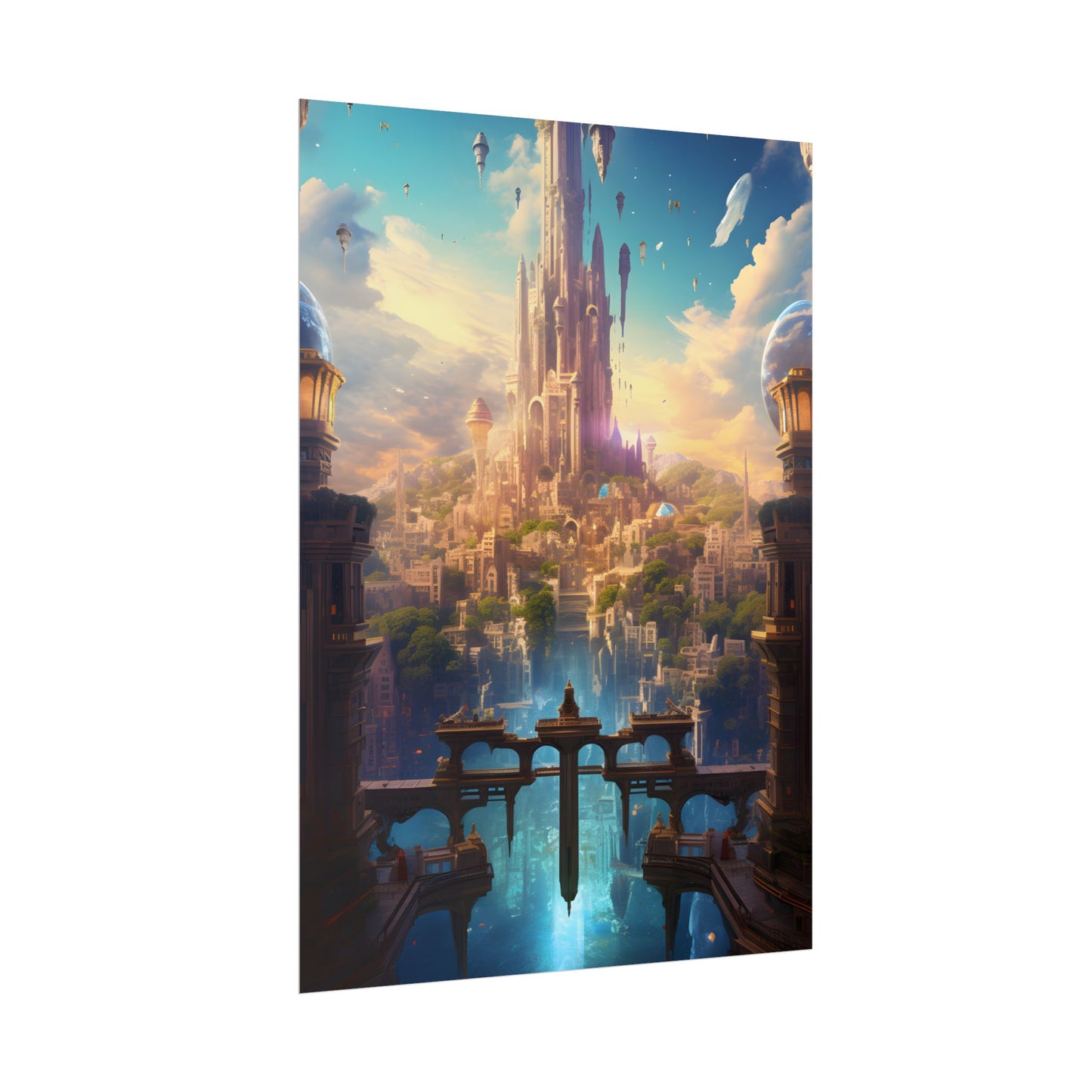 Floating Columbia: Breathtaking Serene Cityscape Artwork - Poster