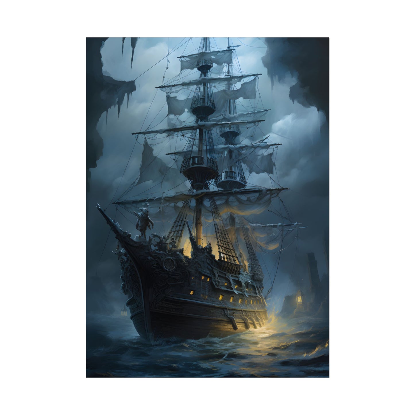 Ghost Pirate Sails: Mysterious Ocean Artwork - Poster