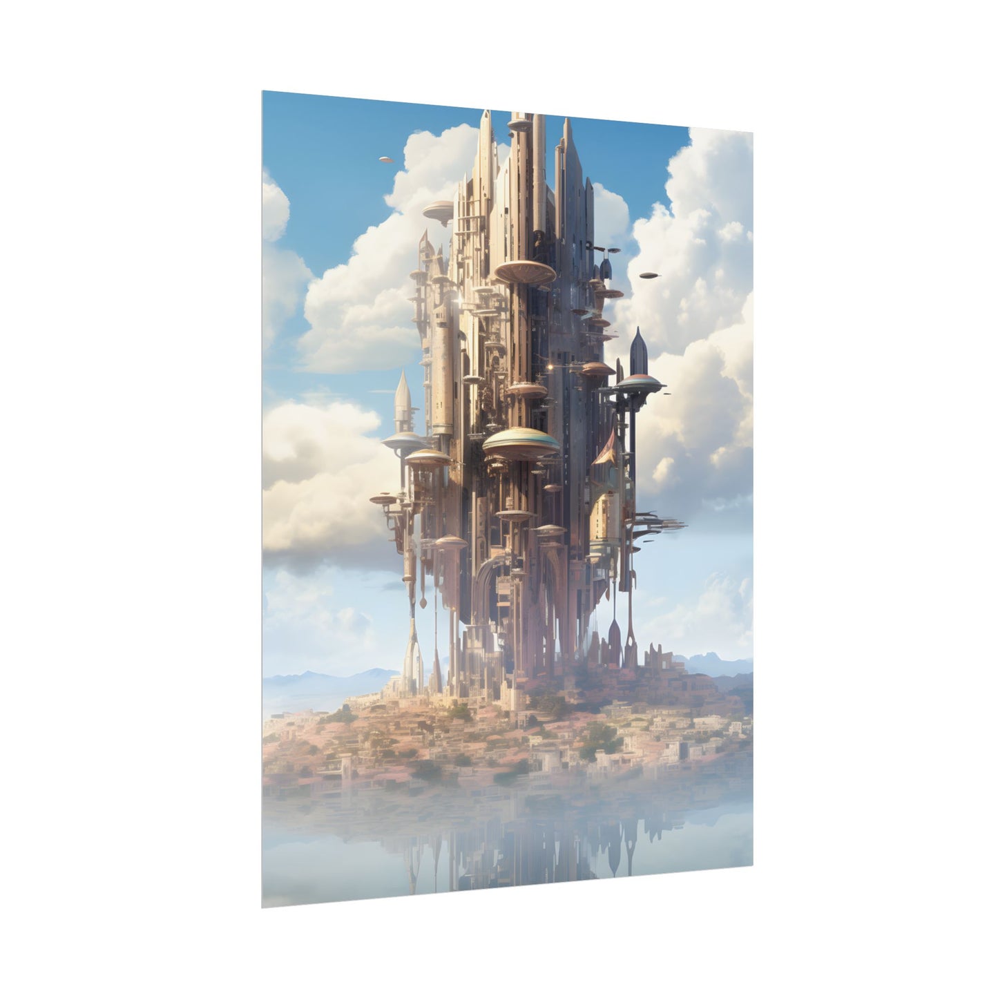 Breathtaking Floating Cityscape: Columbia 6 Digital Art - Poster