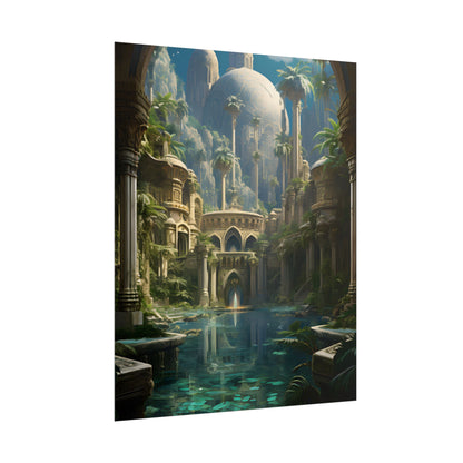 Majestic Desert Oasis: Arabian Nights-Inspired Bird's Eye View - Poster