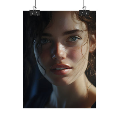 Smiling Portrait of a Woman: Close-Up Art - Poster