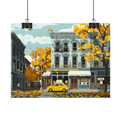 Whimsical Yellow Building: Ornate Illustration Artwork - Poster