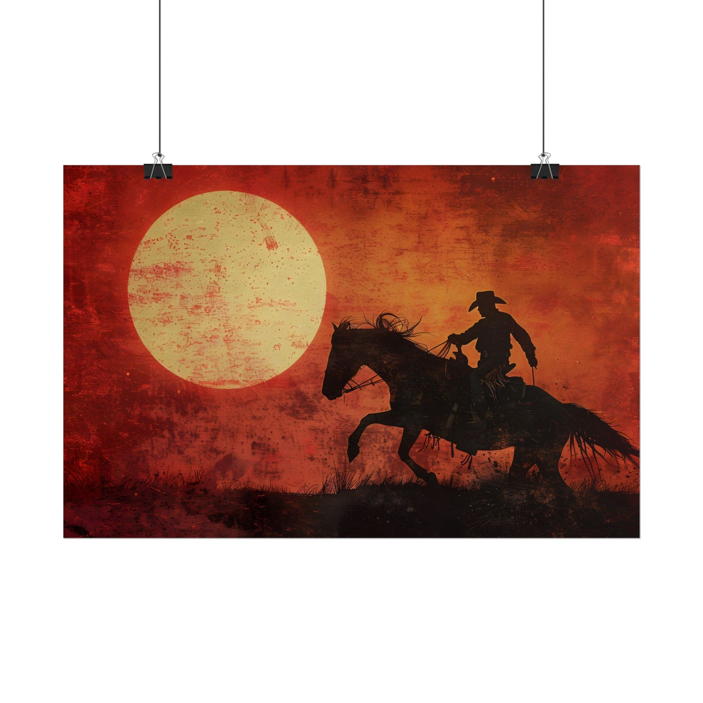 Rodeo Cowboy in Action: Vintage Bronco Ride - Poster