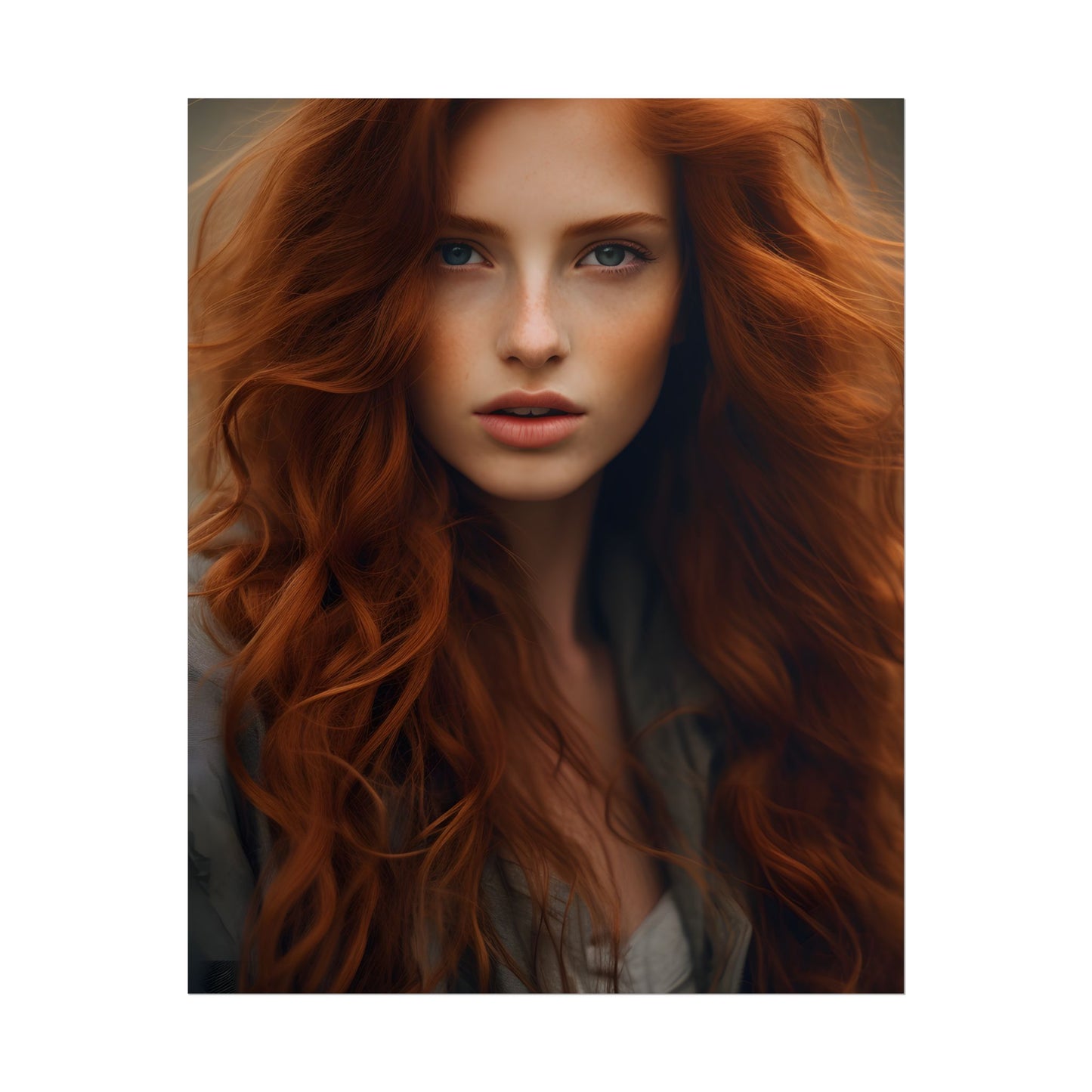 Gorgeous Redhead Woman: Natural Beauty Artwork - Poster