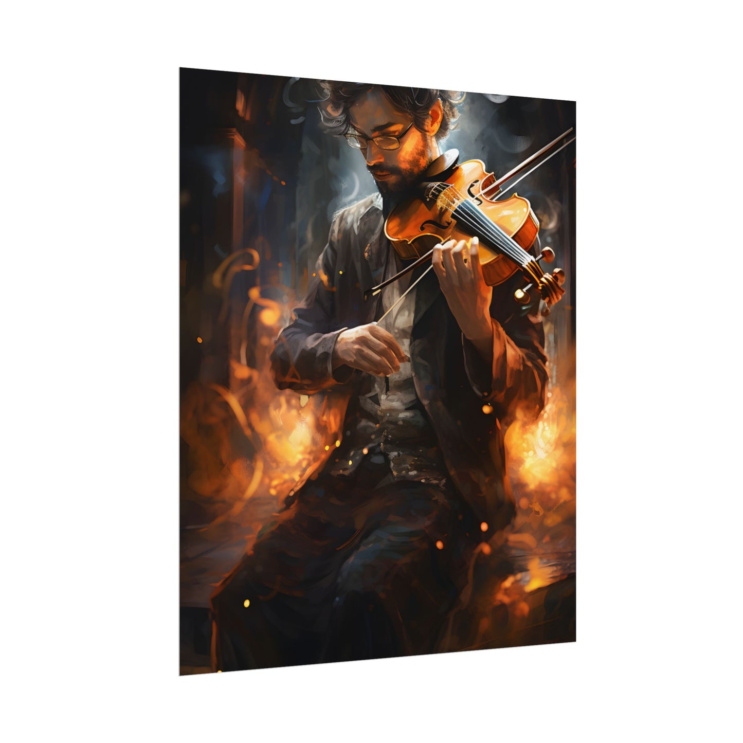 The Mysterious Musician: Close-Up Portrait with Violin - Poster