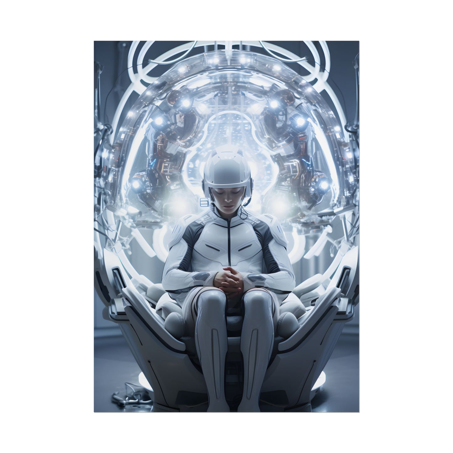 Elderly Man in a Complex Web: Medical Experiment Artwork - Poster