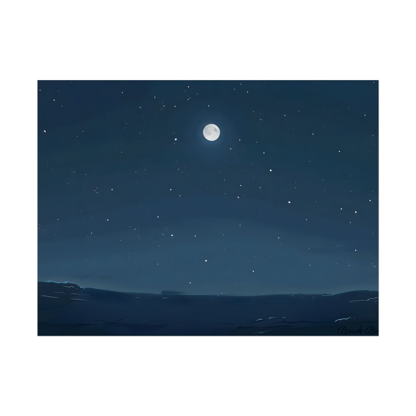 Starry Night Sky: Minimalist Beauty in Blue - Poster