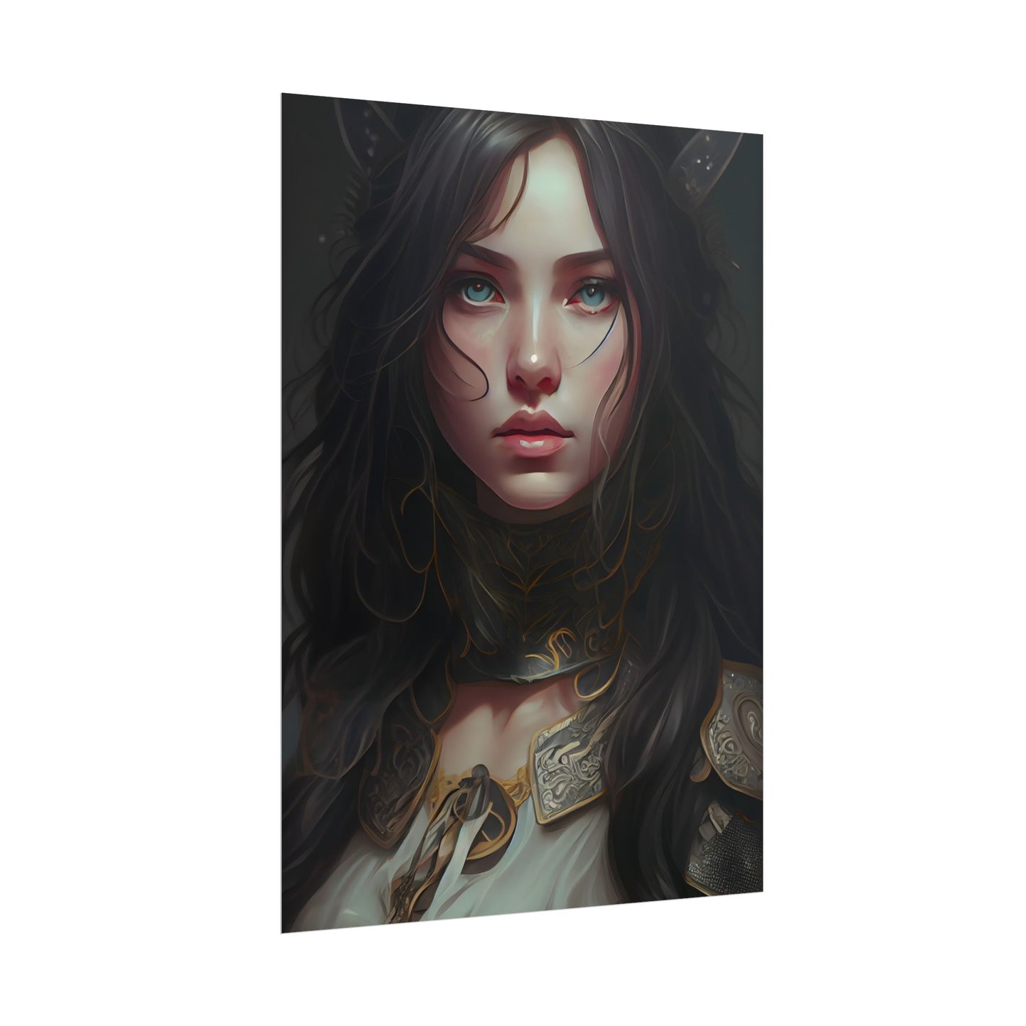 Vibrant Red Portrait: Dynamic Female Artwork - Poster