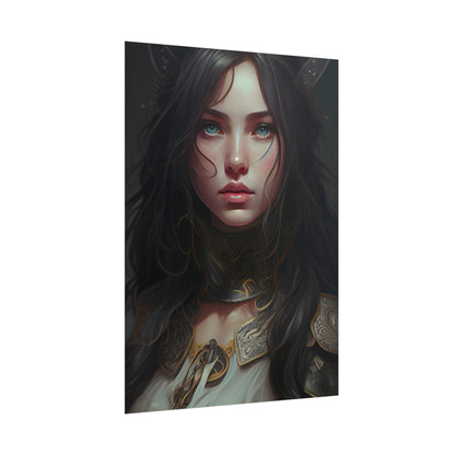 Vibrant Red Portrait: Dynamic Female Artwork - Poster