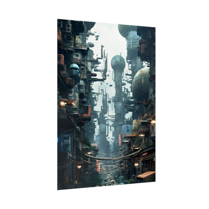 Post-Apocalyptic Ruin: Steampunk Cityscape Art - Poster