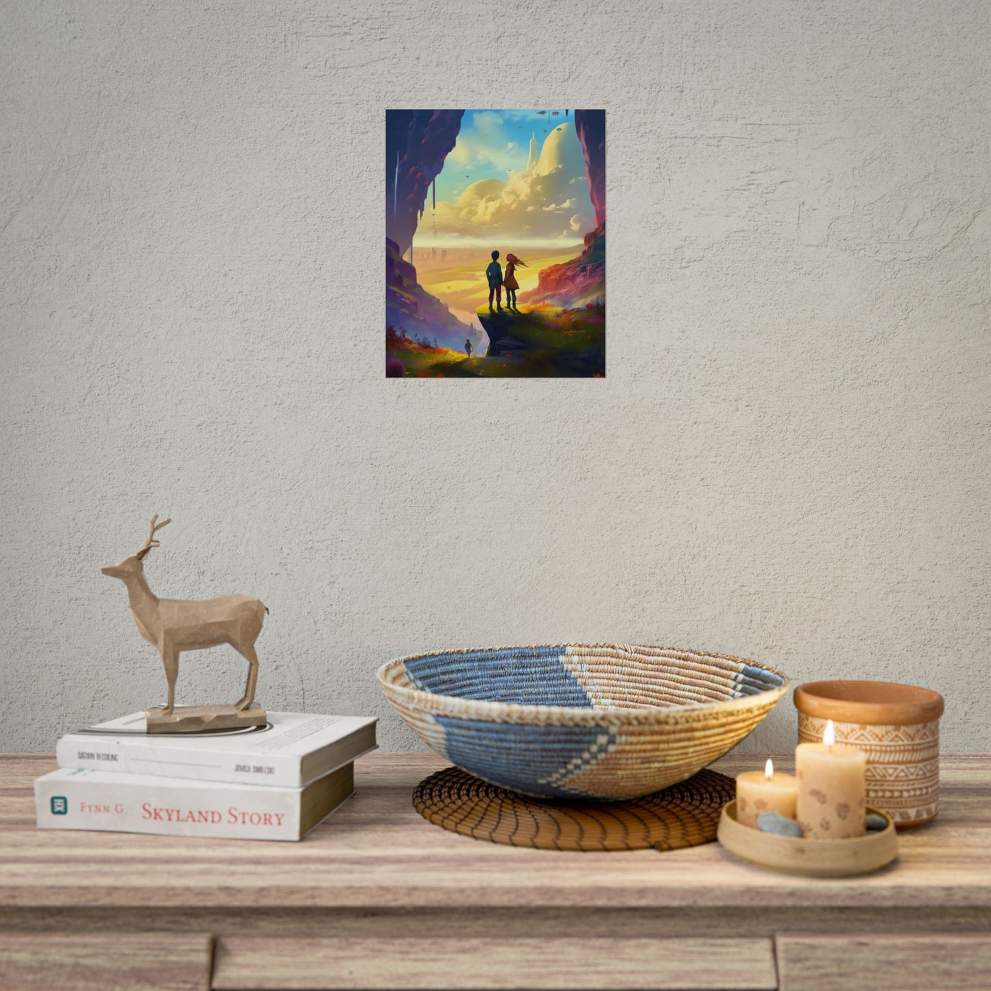 Nature's Friends: Girl and Boy on Meadow Hill - Poster