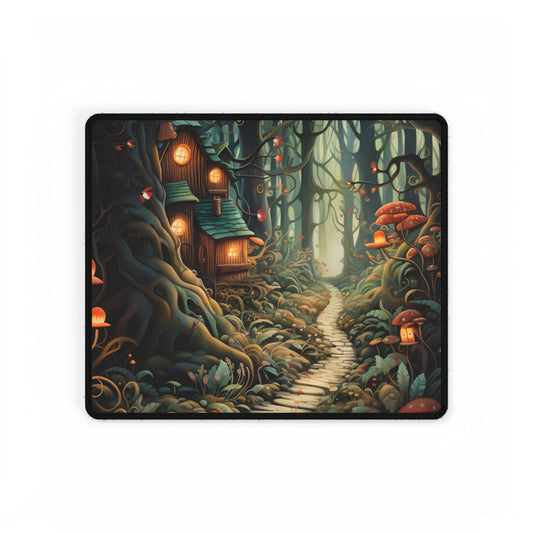 Whimsical Cartoon Forest Scene - Desk Mat