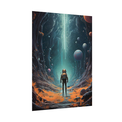 Futuristic Explorer: Sci-Fi Wilderness Encounter Digital Art - Poster