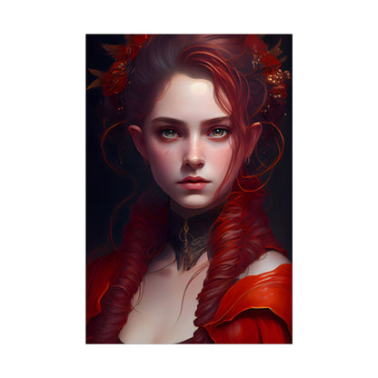 Redhead Portrait: Vibrant Dress Artwork - Poster