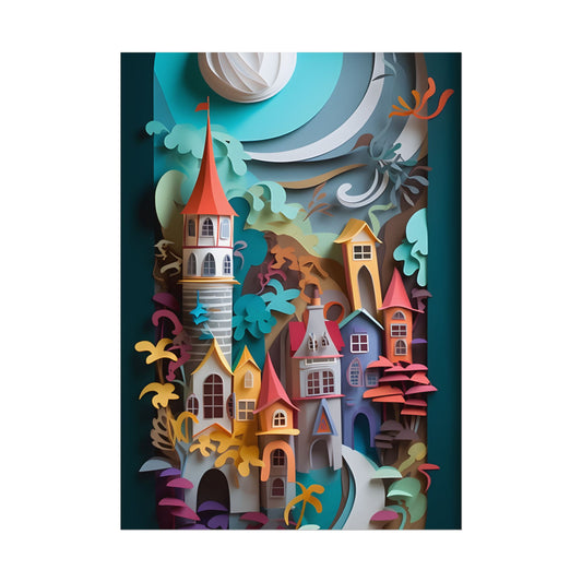Eye-Catching European Landscape: Paper Quilling Artwork - Poster
