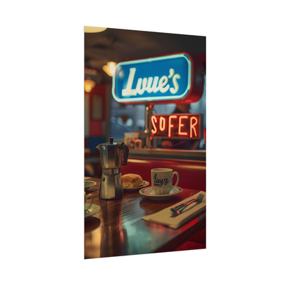 Retro Kitchen Diner Scene: Cozy Coffee Moment - Poster