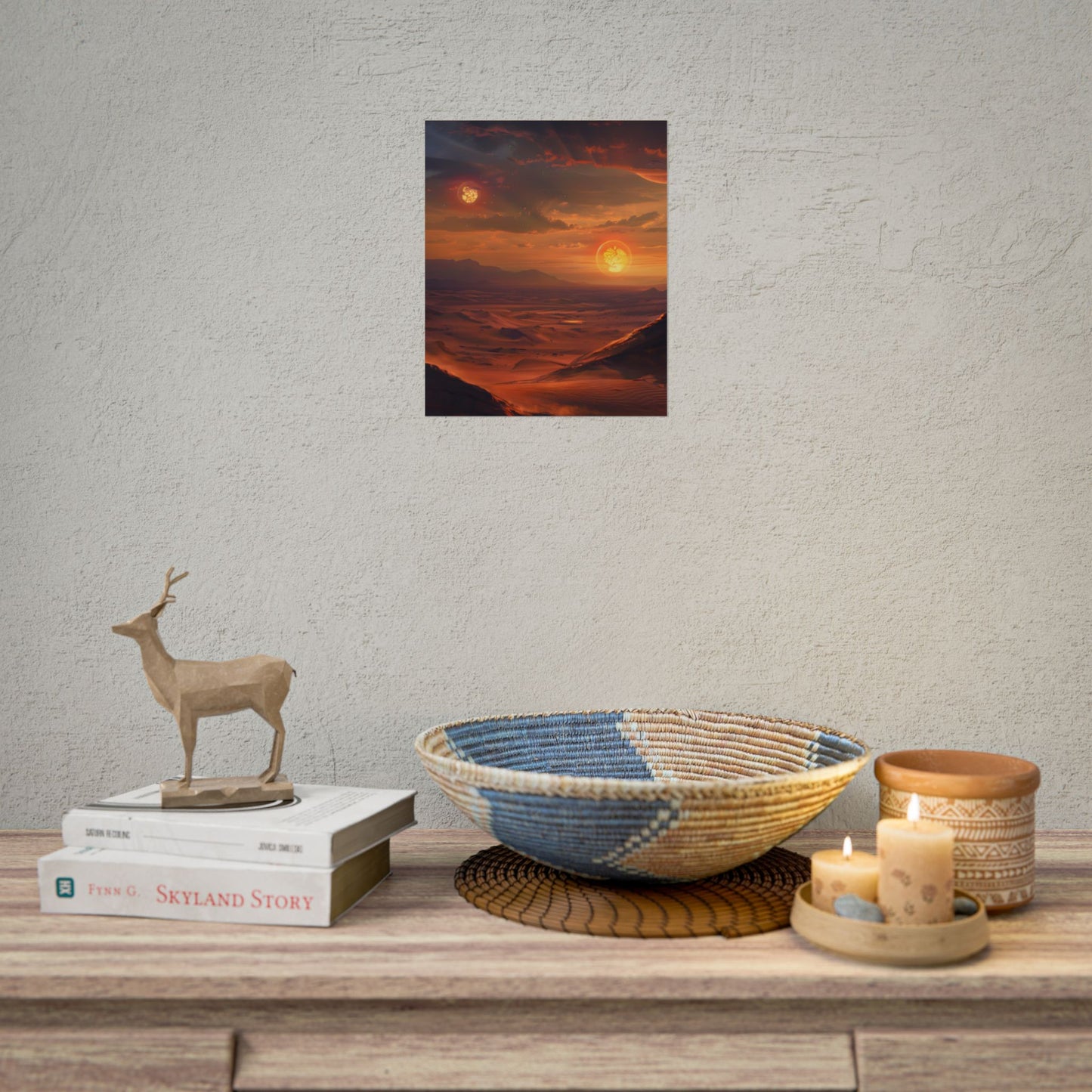 Peaceful Tatooine Sunset: Barren Desert Landscape - Poster