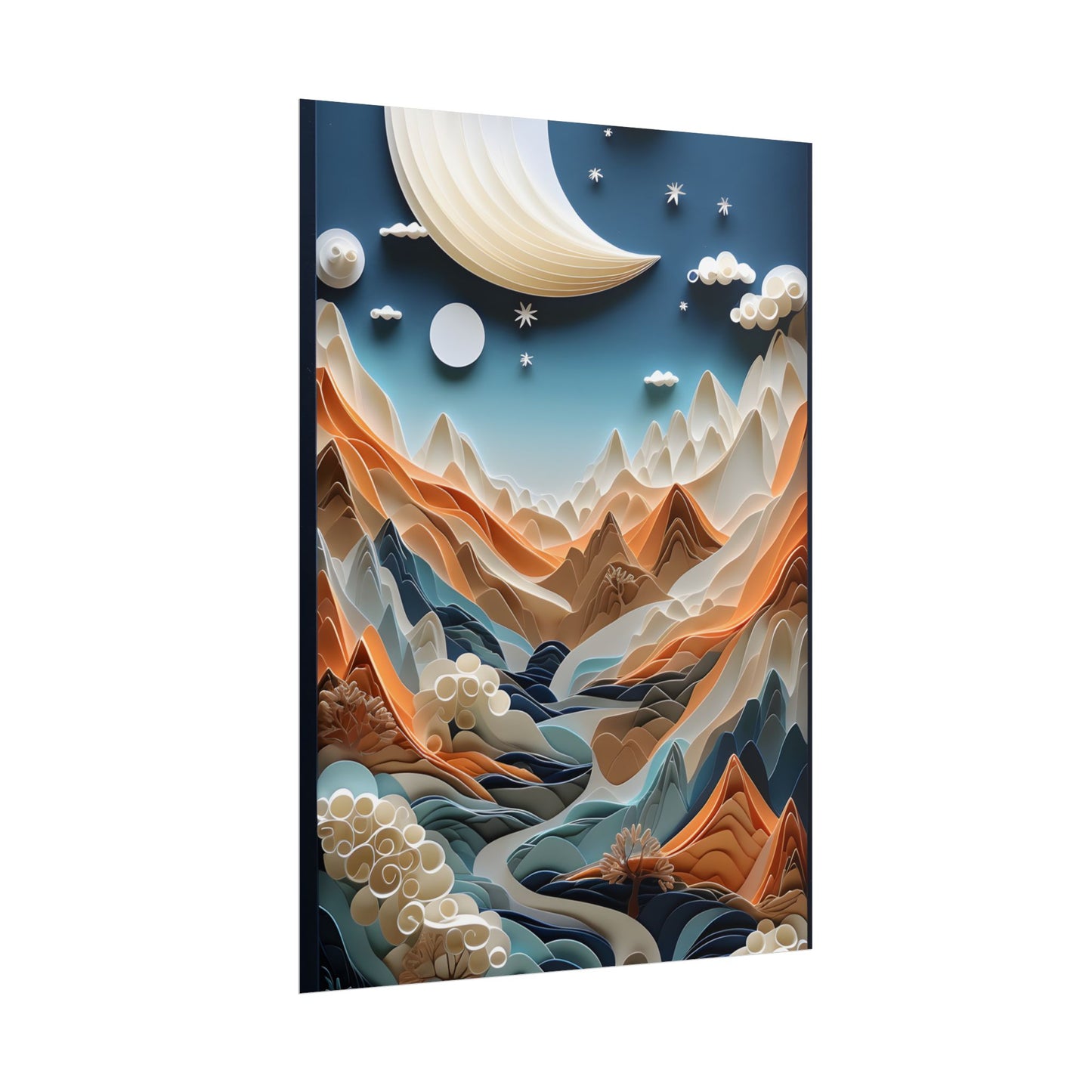 Vibrant European Quilled Landscape: Intricate Paper Art - Poster