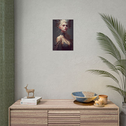 Elegant Blonde Portrait: Outdoor Woman in Dress - Poster