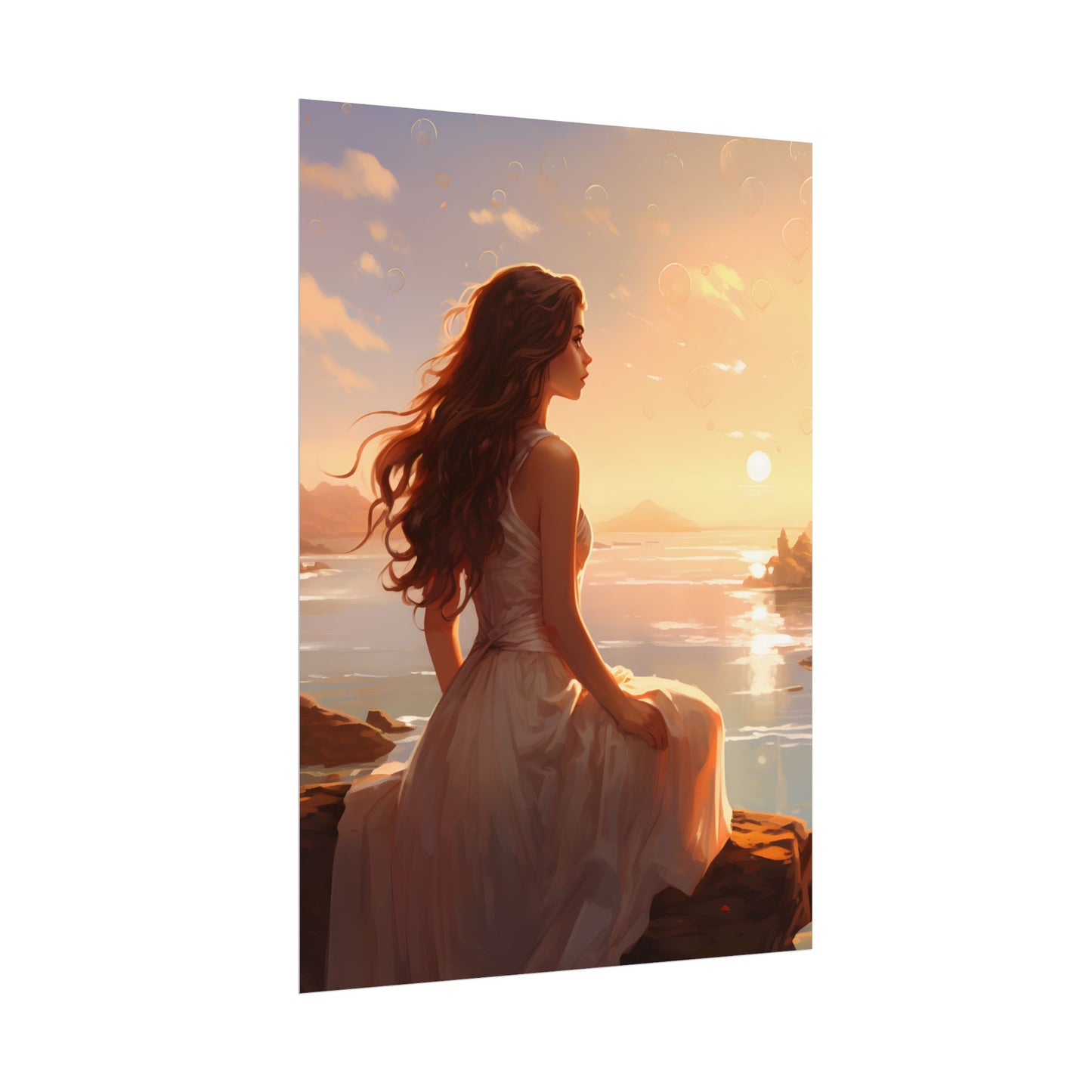 Vibrant Beach Scene: Summer Day with Sun-Kissed Figure - Poster