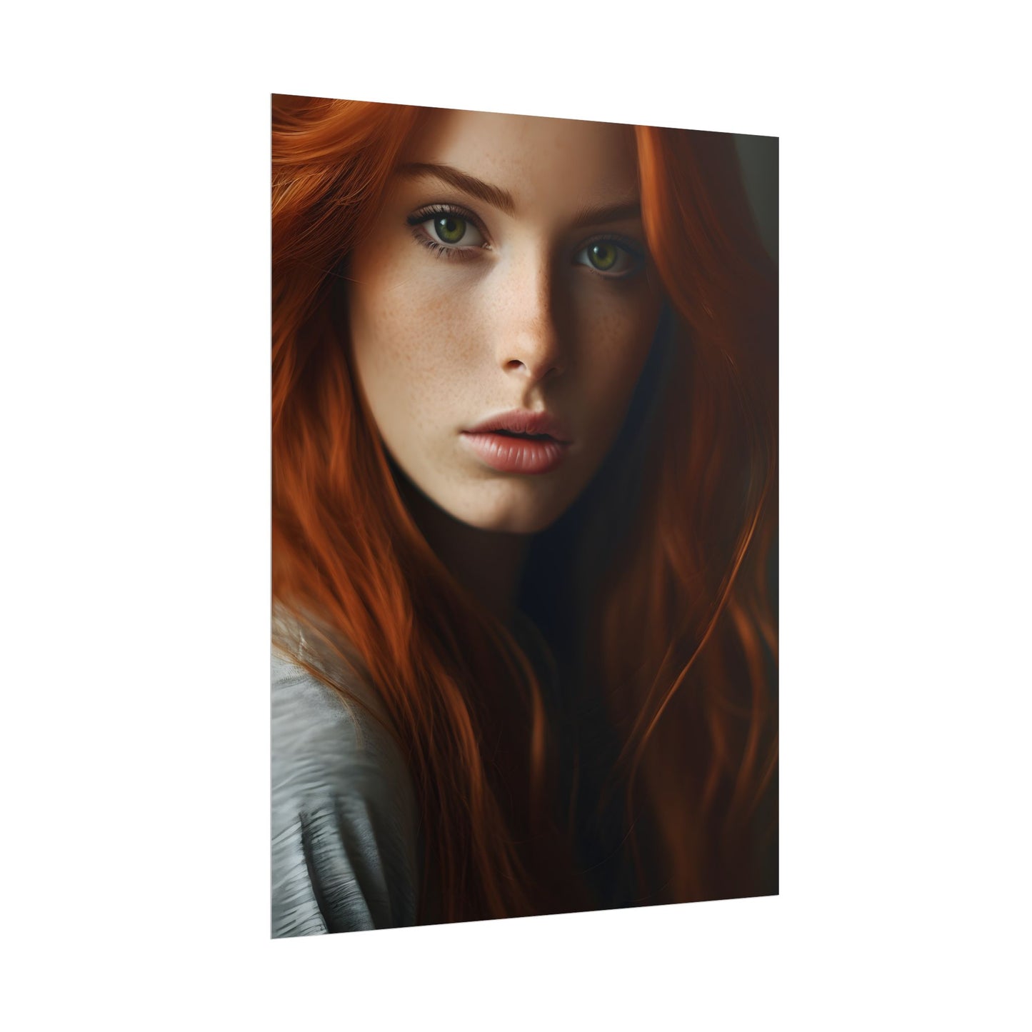 Redhead Woman in Nature: Candid Photo - Poster