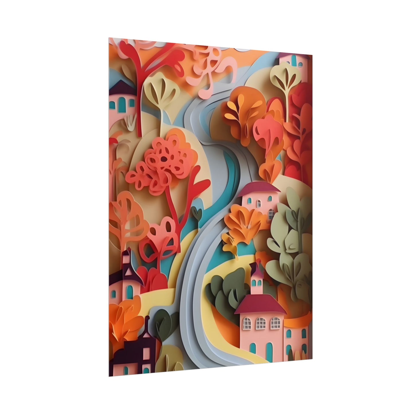 Intricate European Landscape: Paper Quilling Artwork - Poster