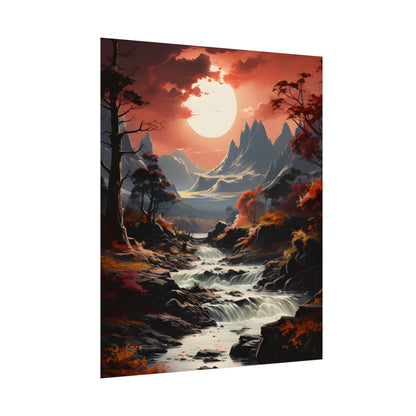 Breathtaking Waterfall Oil Painting: A Realistic Artwork - Poster