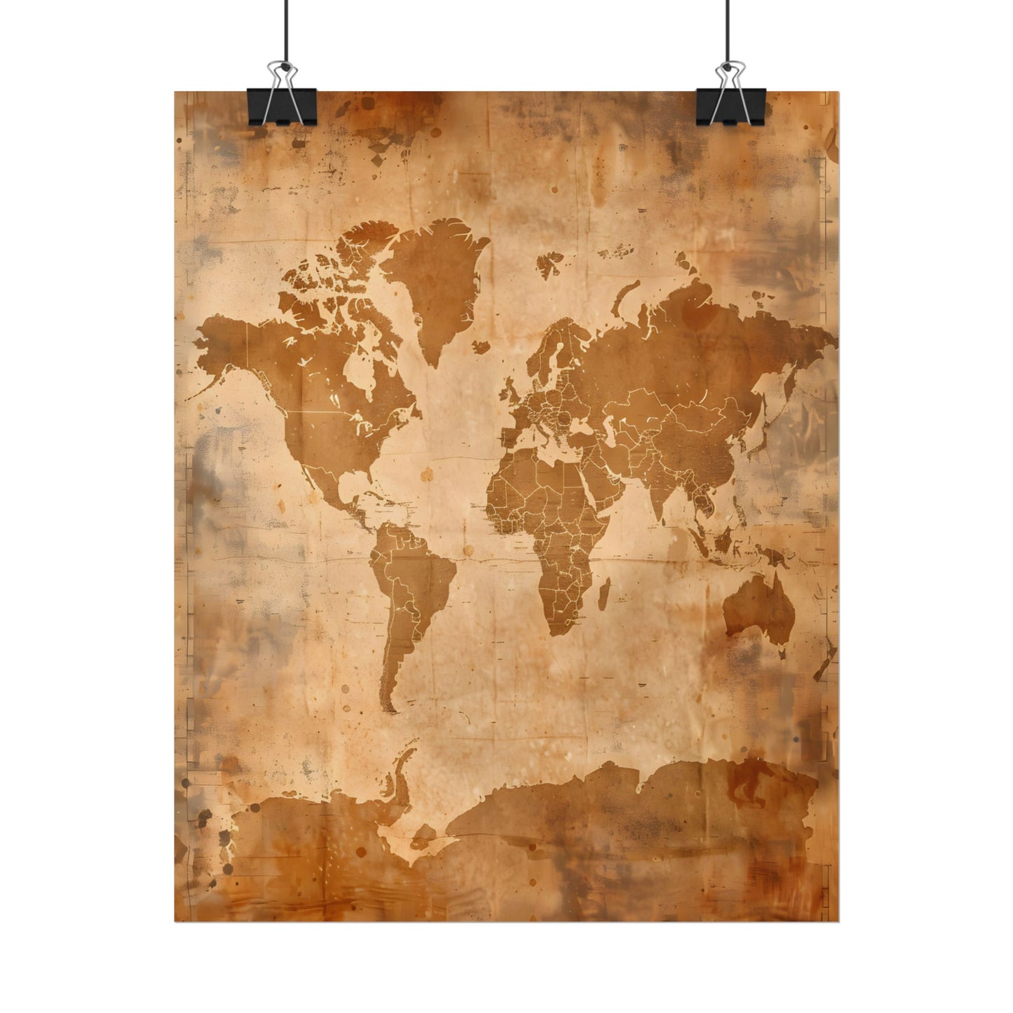Vintage World Map: Artistic Cartography on Canvas - Poster