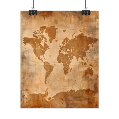 Vintage World Map: Artistic Cartography on Canvas - Poster