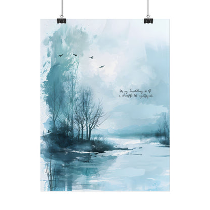 Serene Landscape: A Peaceful Nature Scene with Inspirational Quote - Poster