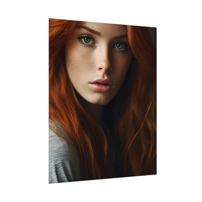 Redhead Woman in Nature: Candid Photo - Poster
