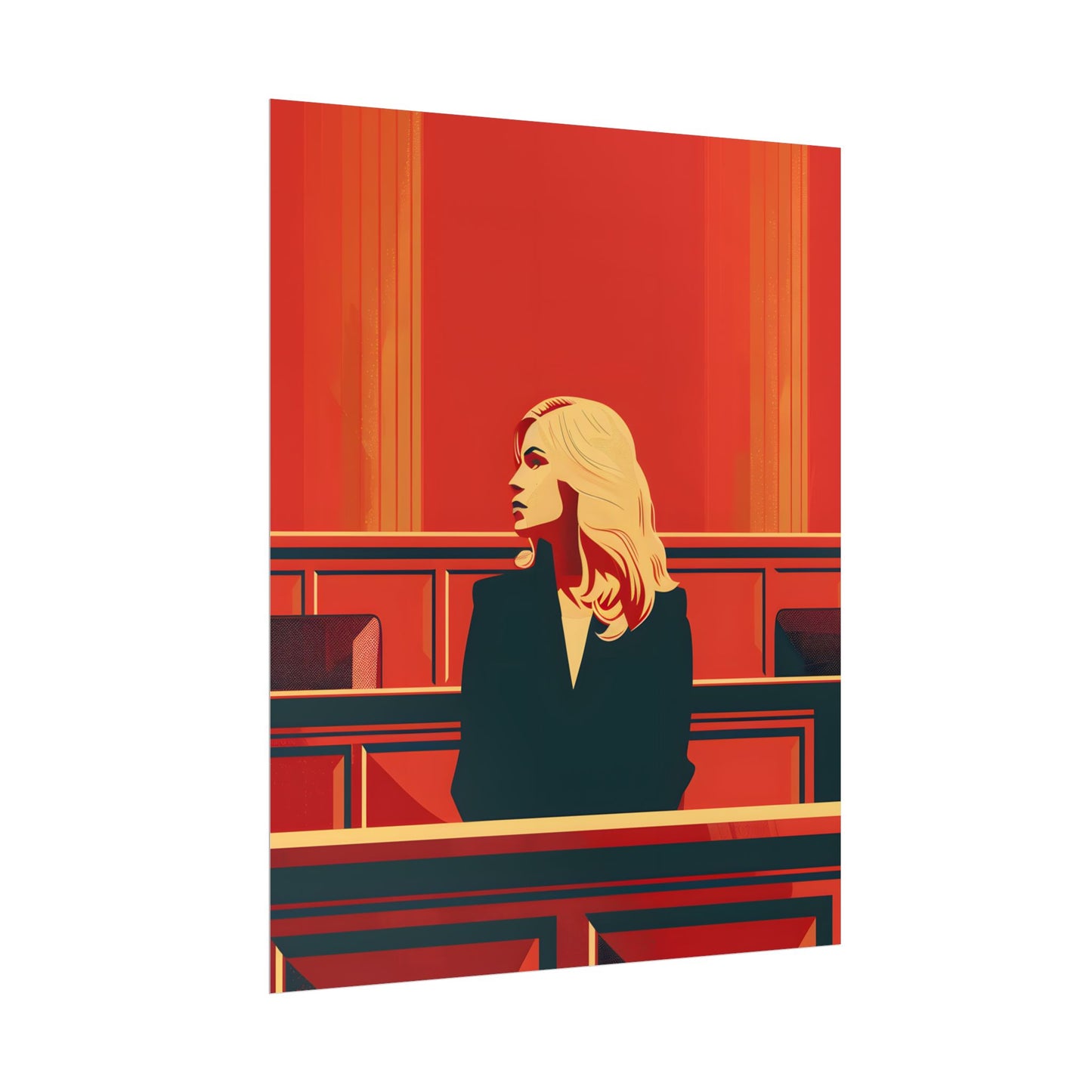 Elegant Woman in White: Modern Art Portrait - Poster